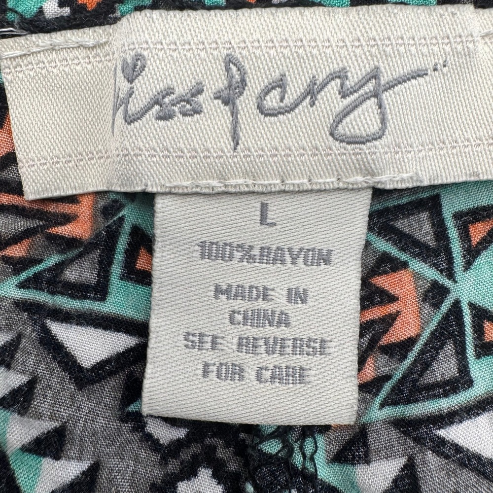 Kiss And Cry Womens Tribal Aztec Geometric Rayon‎ Shorts Teal Orange Size Large - Picture 3 of 13